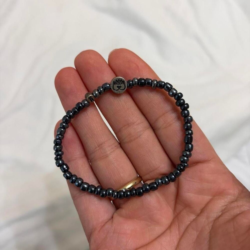 SOUTH AFRICA Black Beaded Bracelet Handmade African Travel Souvenir Boho Jewelry